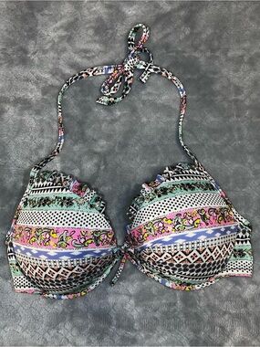 Victoria’s Secret Fabulous Bikini Top in colorful geometric bohemian print 36C